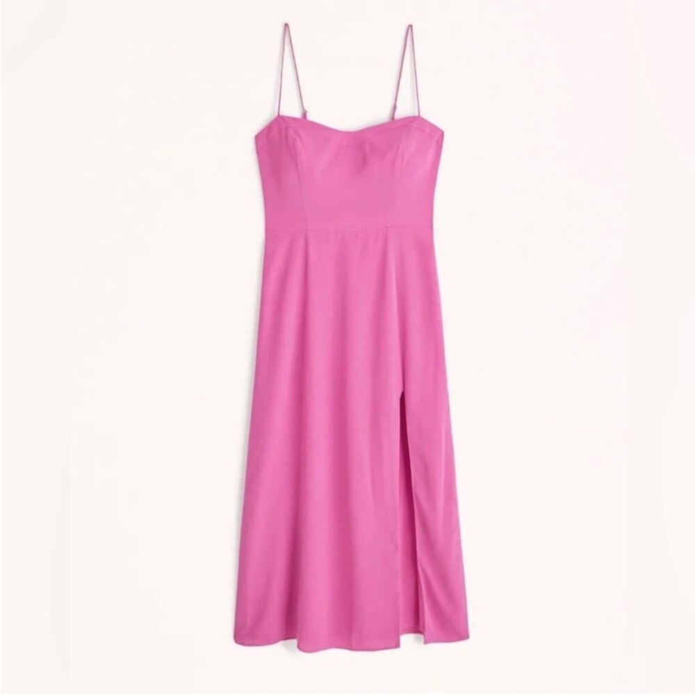 Abercrombie Camille Sweetheart Neck Midi Dress Pink Wedding Cocktail Party XS